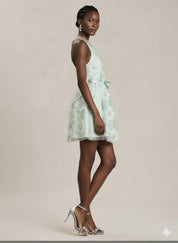 Aqua Petal Tulle Mini Dress
