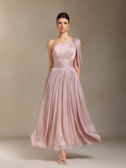 Blush Athena One-Shoulder Gown