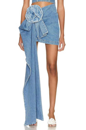 Statement Bow Denim Mini Skirt