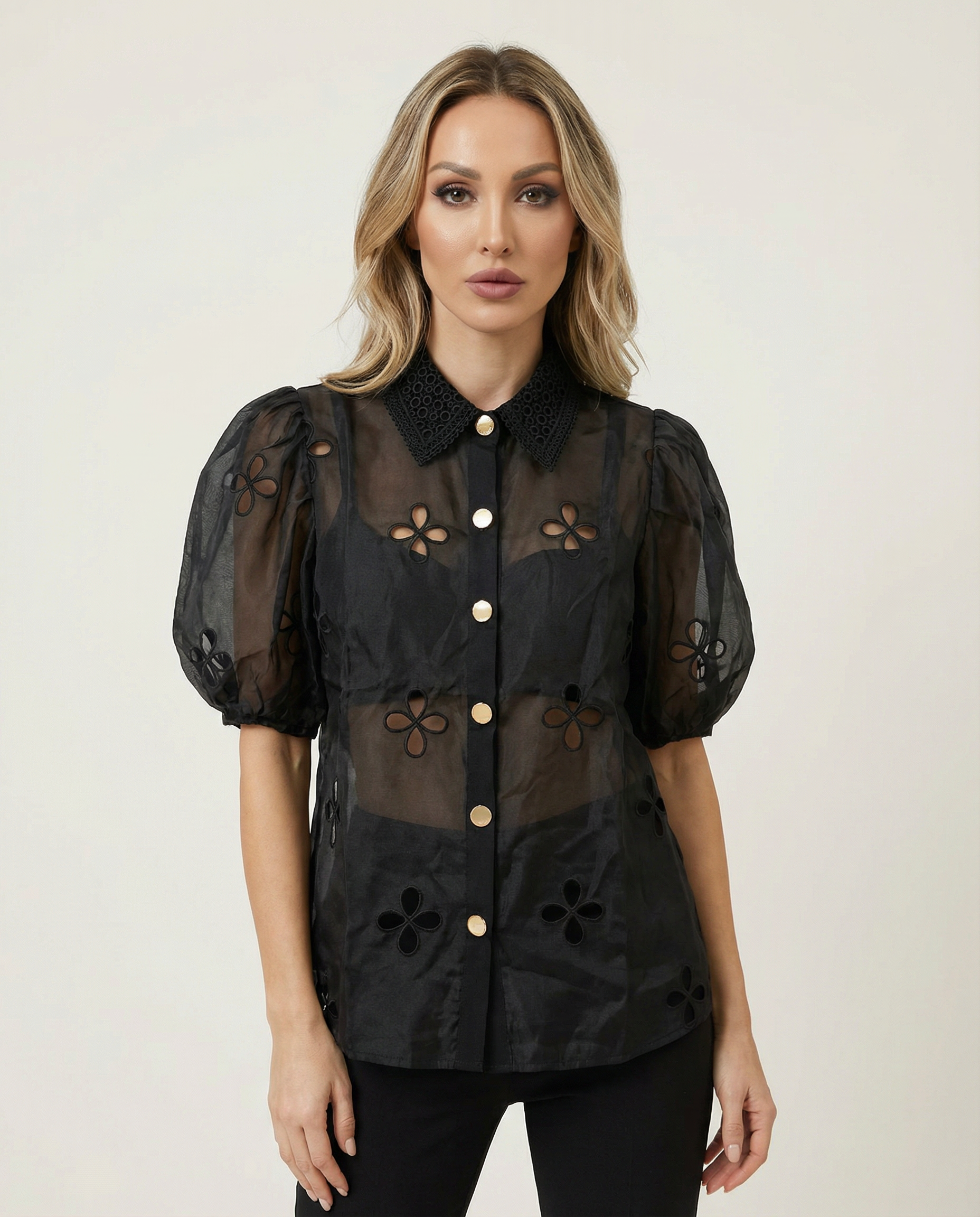 Black flower Blouse