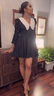 Classic Collar Puff Sleeve Dress