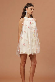 Floral Light Blue Mini Dress