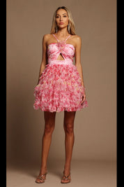 Pink Floral Mini Dress