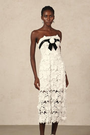 White Strapless Midi Dress