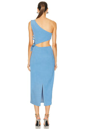 Azure Bloom Midi Dress