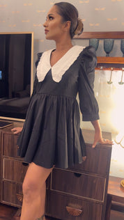 Classic Collar Puff Sleeve Dress
