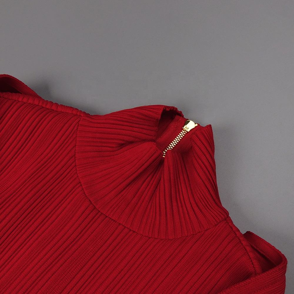 Crimson Contour High-Neck Gown