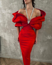 Scarlet Aurora Crystal-Halter Couture Gown