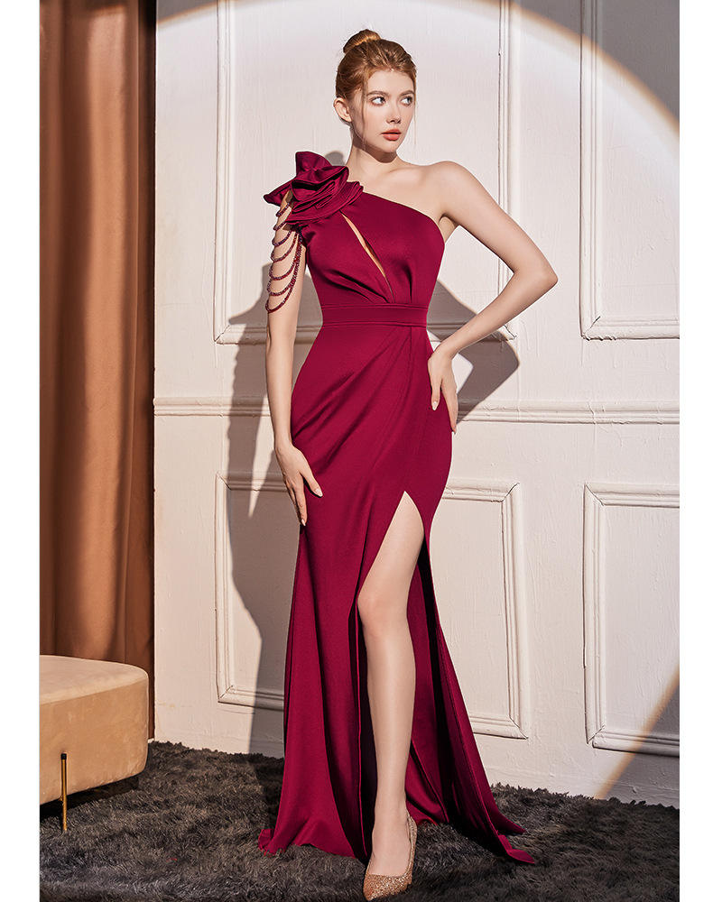 Pearl Orchid Slit Gown