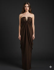 Mocha Drape Elegance Gown