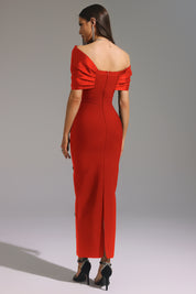 Scarlet Aurelia Embellished Off-Shoulder Gown