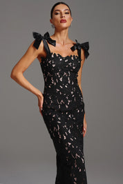 LACE GOWN WITH BOW STRAPS