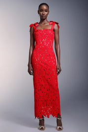 LACE GOWN WITH BOW STRAPS