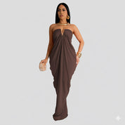 Mocha Drape Elegance Gown