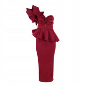 Merlot Rhapsody Sculpted One-Shoulder Gown