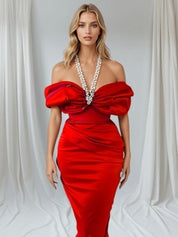 Scarlet Aurora Crystal-Halter Couture Gown