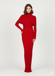 Crimson Contour High-Neck Gown