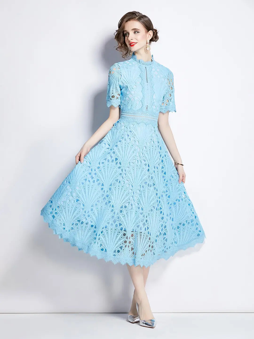 Sky Garden Lace Midi Dress
