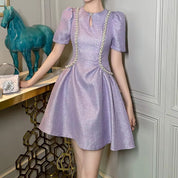 Lavender Shimmer Pearl A-Line Mini Dress