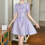 Lavender Shimmer Pearl A-Line Mini Dress
