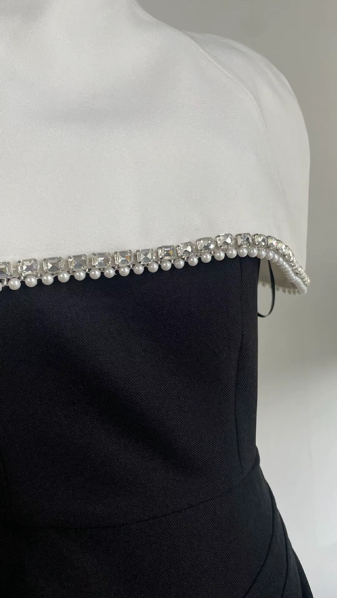 Two-Tone Embellished Capelet Midi Dress