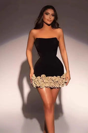 Midnight Elegance Strapless Mini Dress