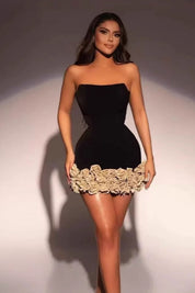 Midnight Elegance Strapless Mini Dress