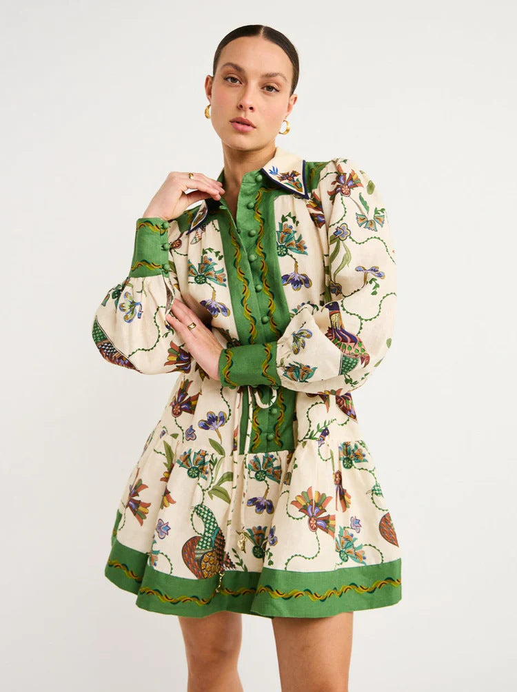 Verdant Bloom Mini Dress