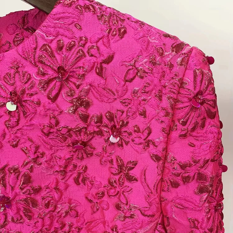 Fuchsia Crystal Bloom Mini Dress