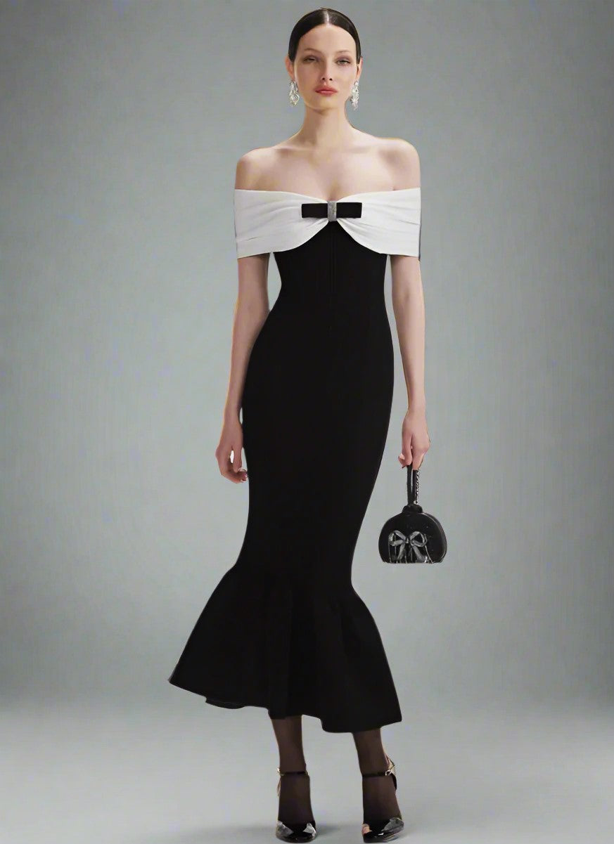 "Noir Étoile" Off Shoulder Dress