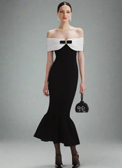 "Noir Étoile" Off Shoulder Dress