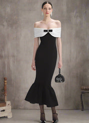 "Noir Étoile" off shoulder dress