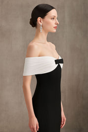 "Noir Étoile" off shoulder dress