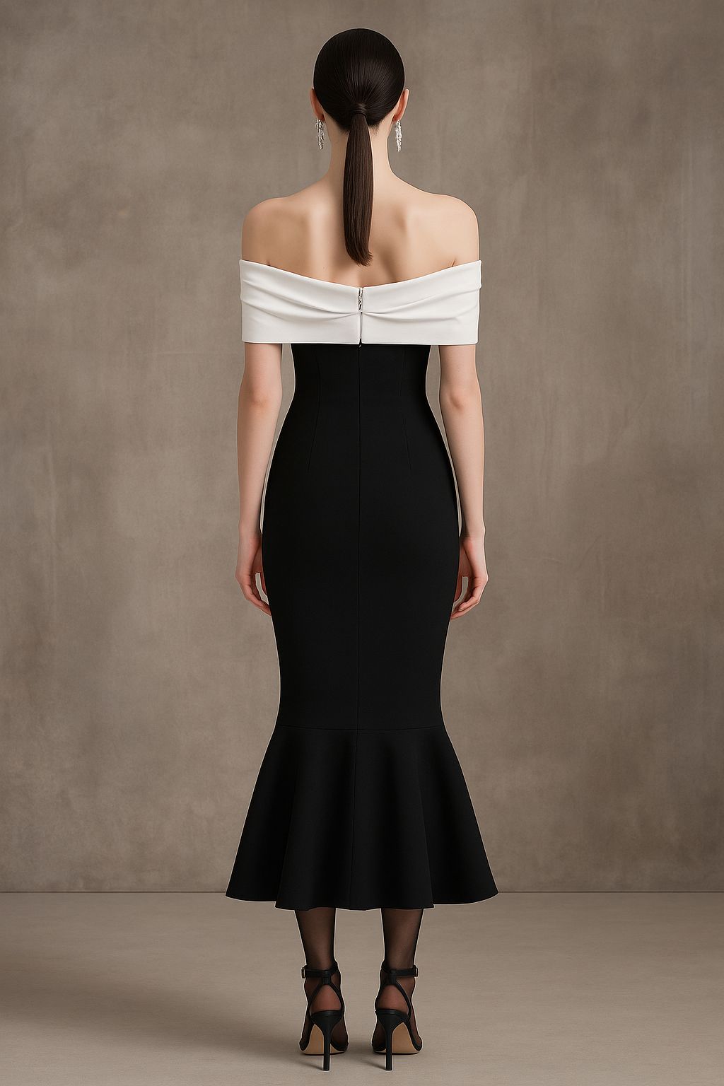 "Noir Étoile" off shoulder dress