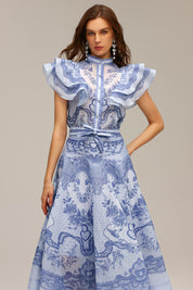 Blue Delft Romance Skirt & Top