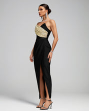 Golden Noir Strapless Dress