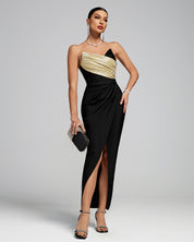 Golden Noir Strapless Dress
