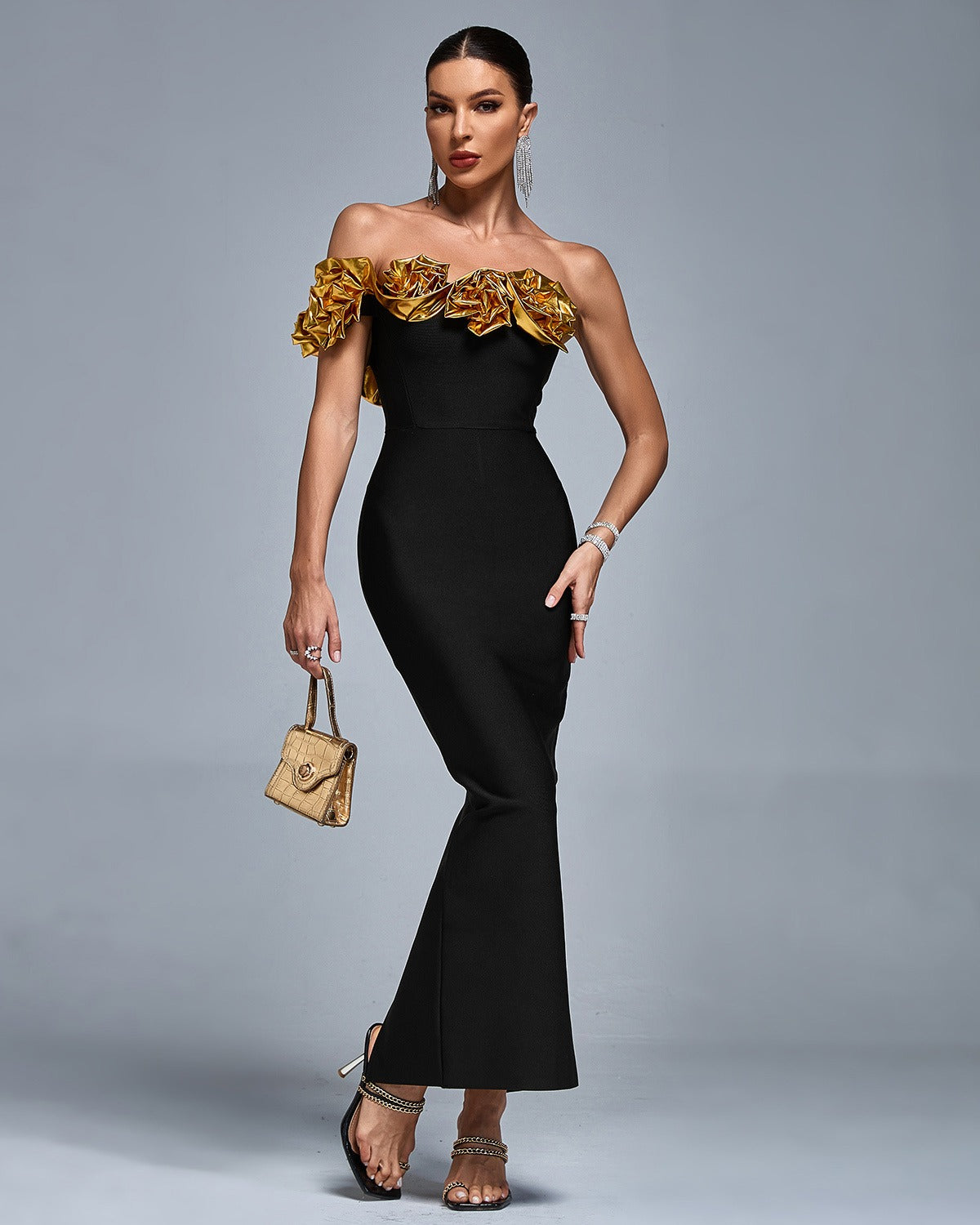 Golden Bloom Couture Dress