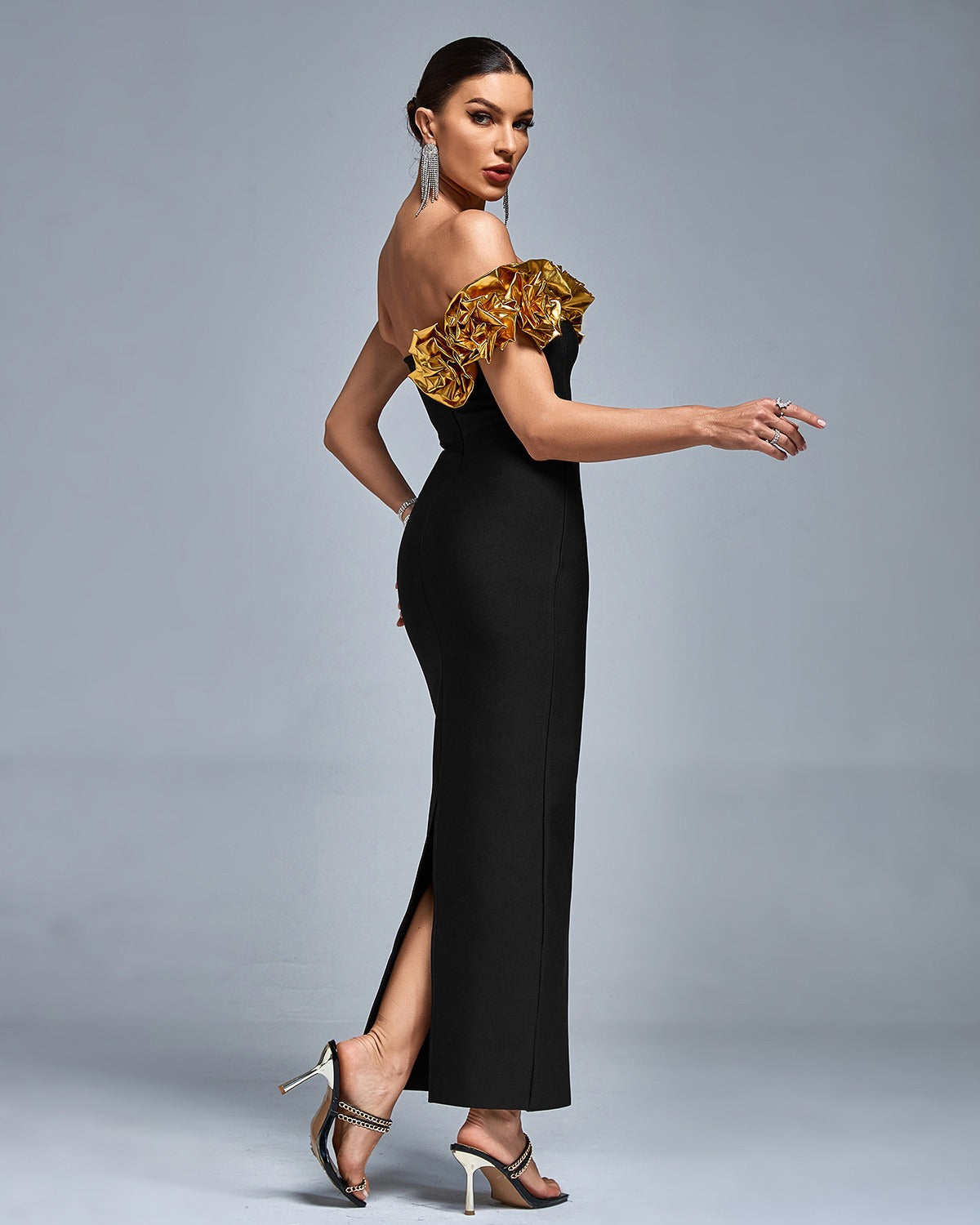 Golden Bloom Couture Dress