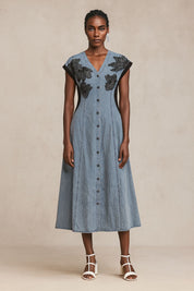 Denim Bloom Button Dress
