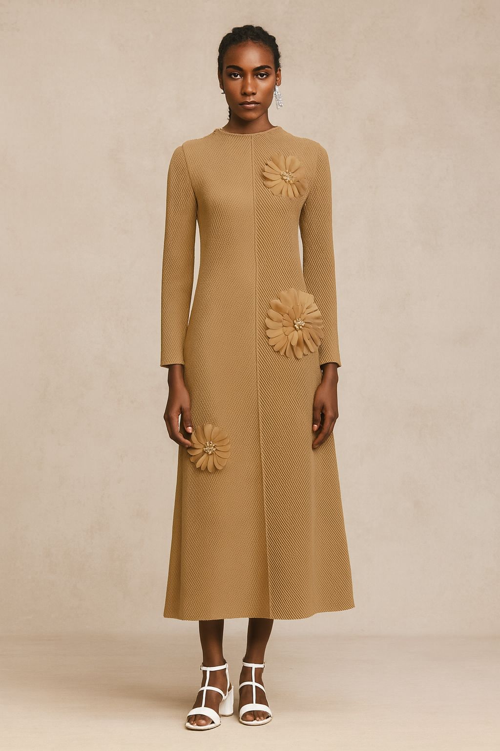 Sandy Petal 3D Flower Dress