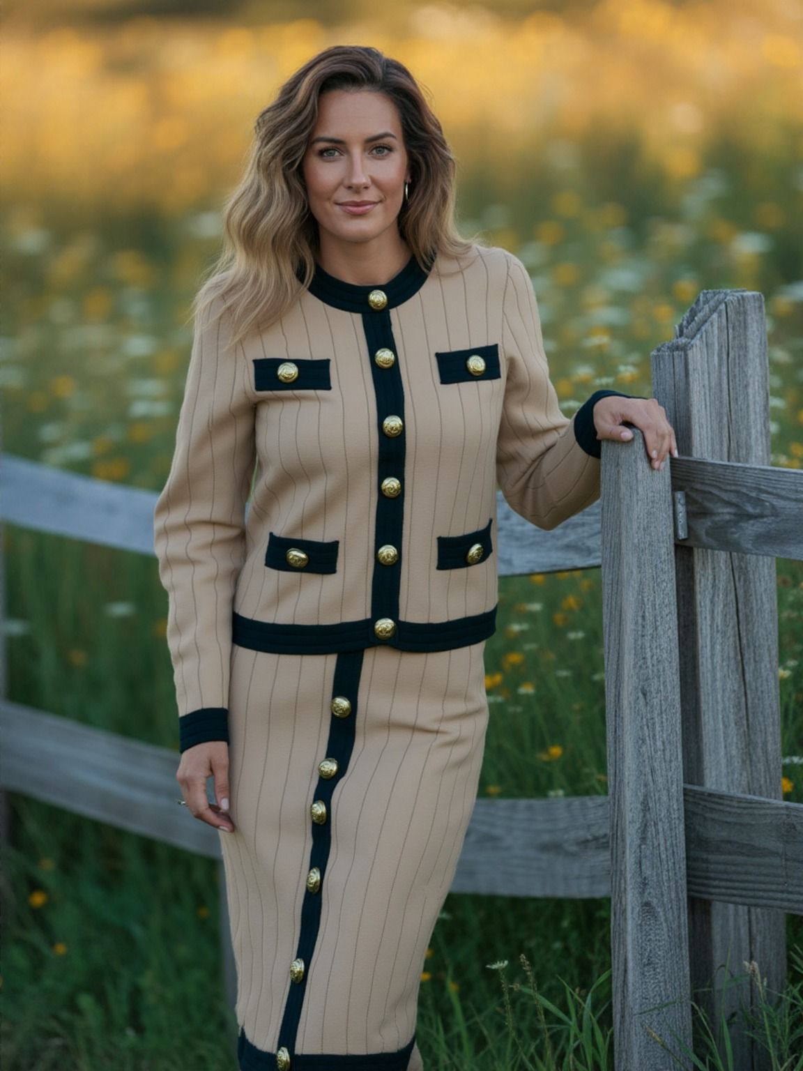Beige Luxe Button Co-ord