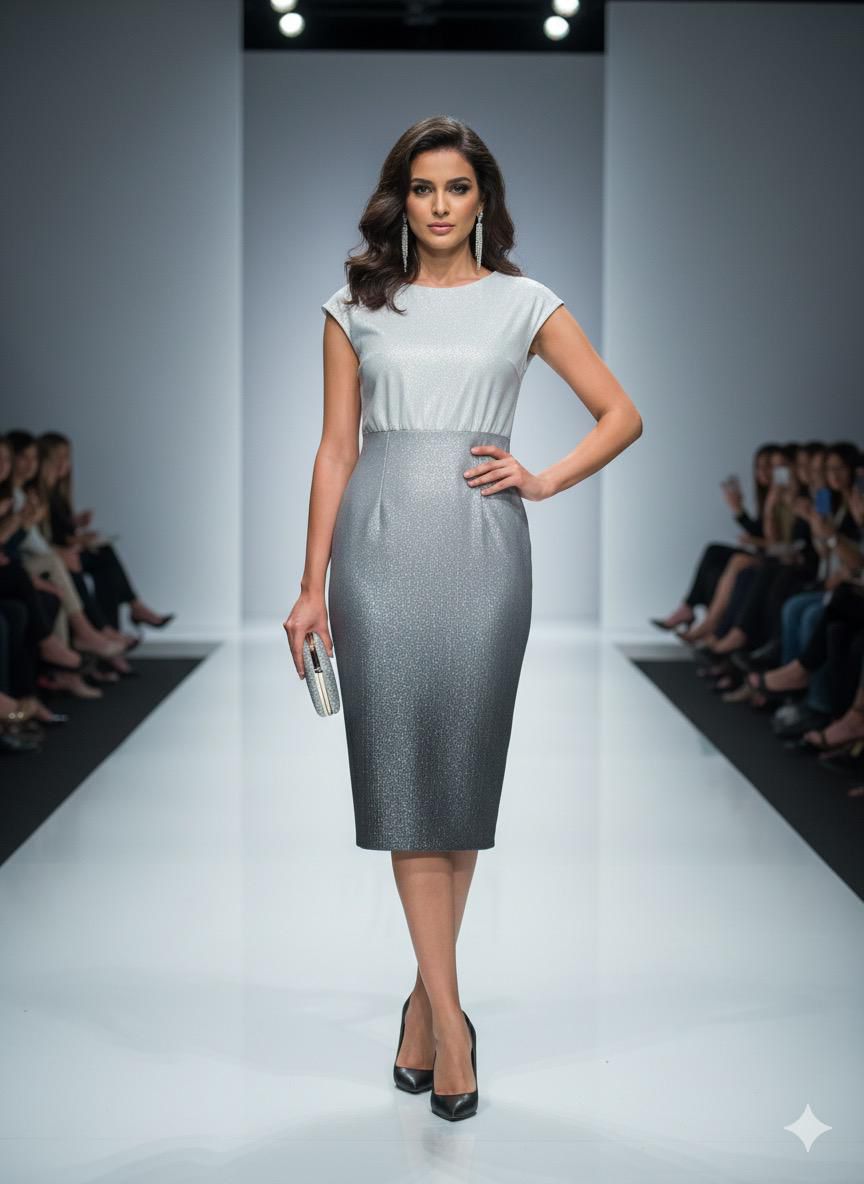 Silver Shimmer Evening Dress