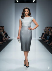 Silver Shimmer Evening Dress