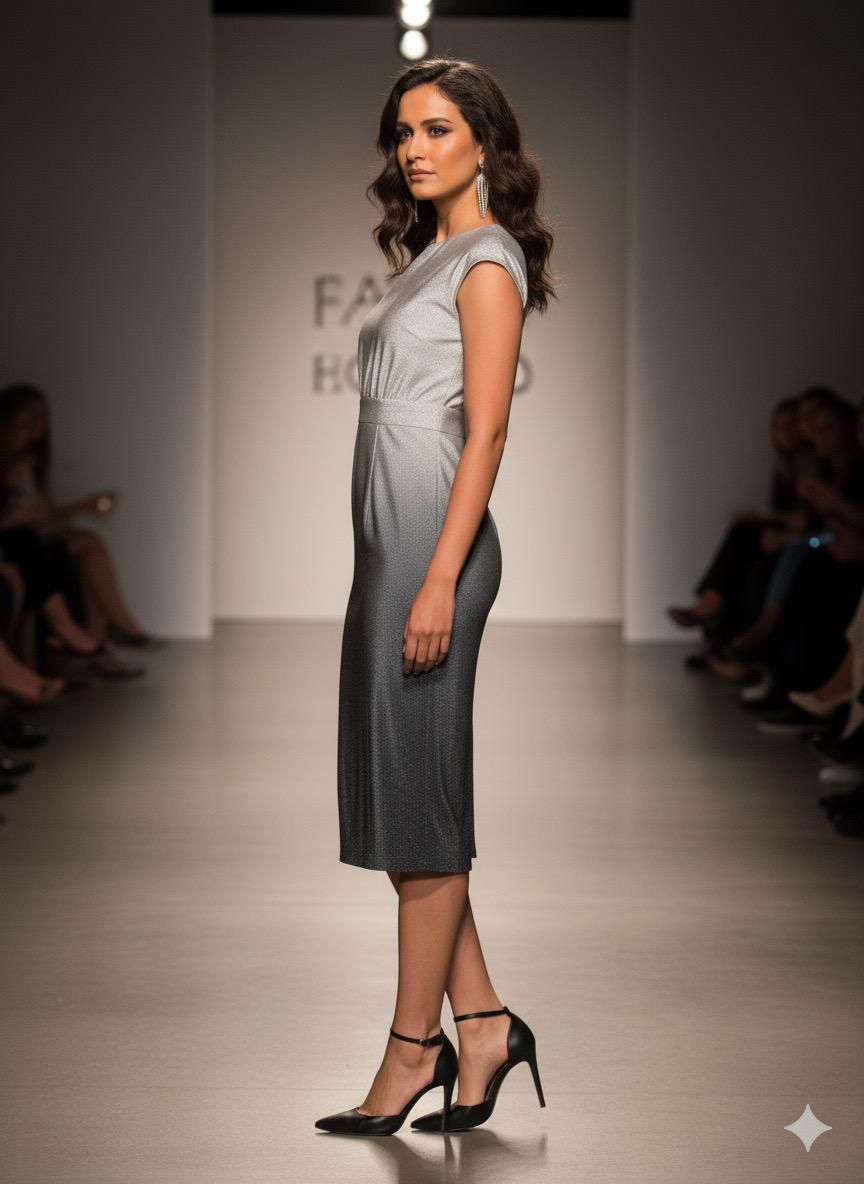 Silver Shimmer Evening Dress