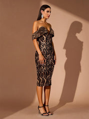 Wild Empress Off Shoulder Midi