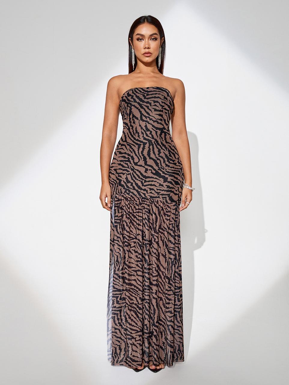 Savannah Luxe Strapless Slit Gown