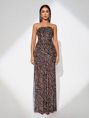 Savannah Luxe Strapless Slit Gown