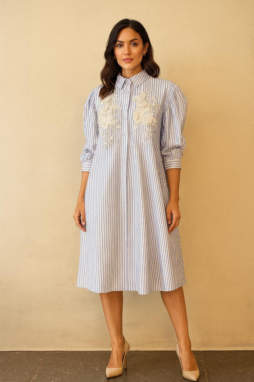 Ocean Mist Striped white Tunic Dress