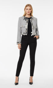 Grey Glitz Label Short Jacket